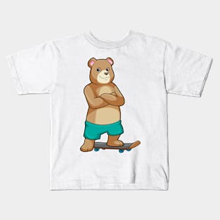 Bear as Skater with Skateboard Kids T-Shirt